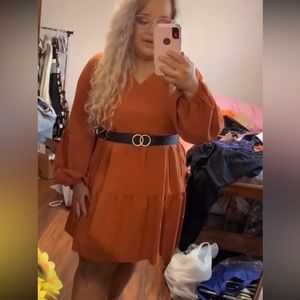 Rust tiered fall dress